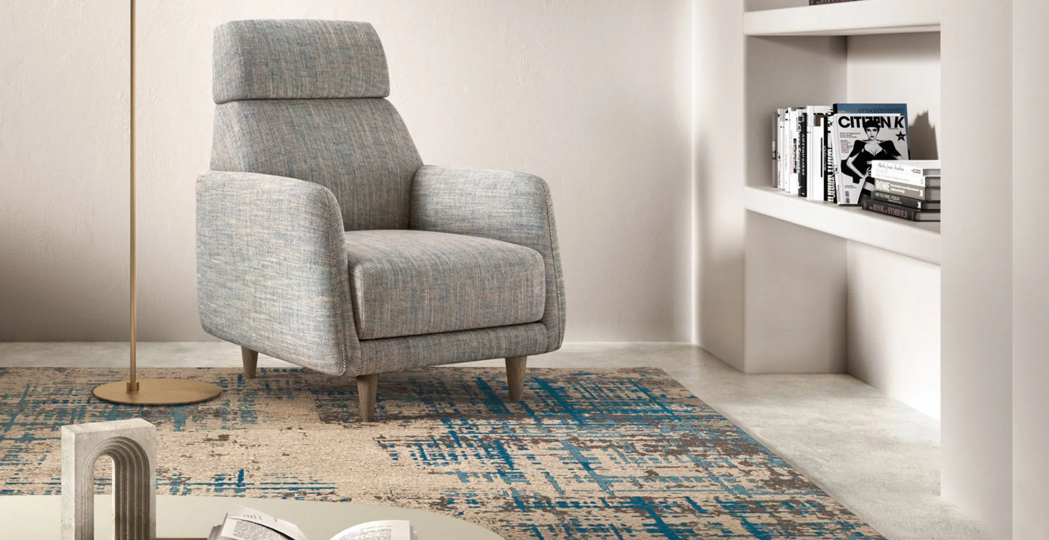 tappeto multicolor colore blu e beige